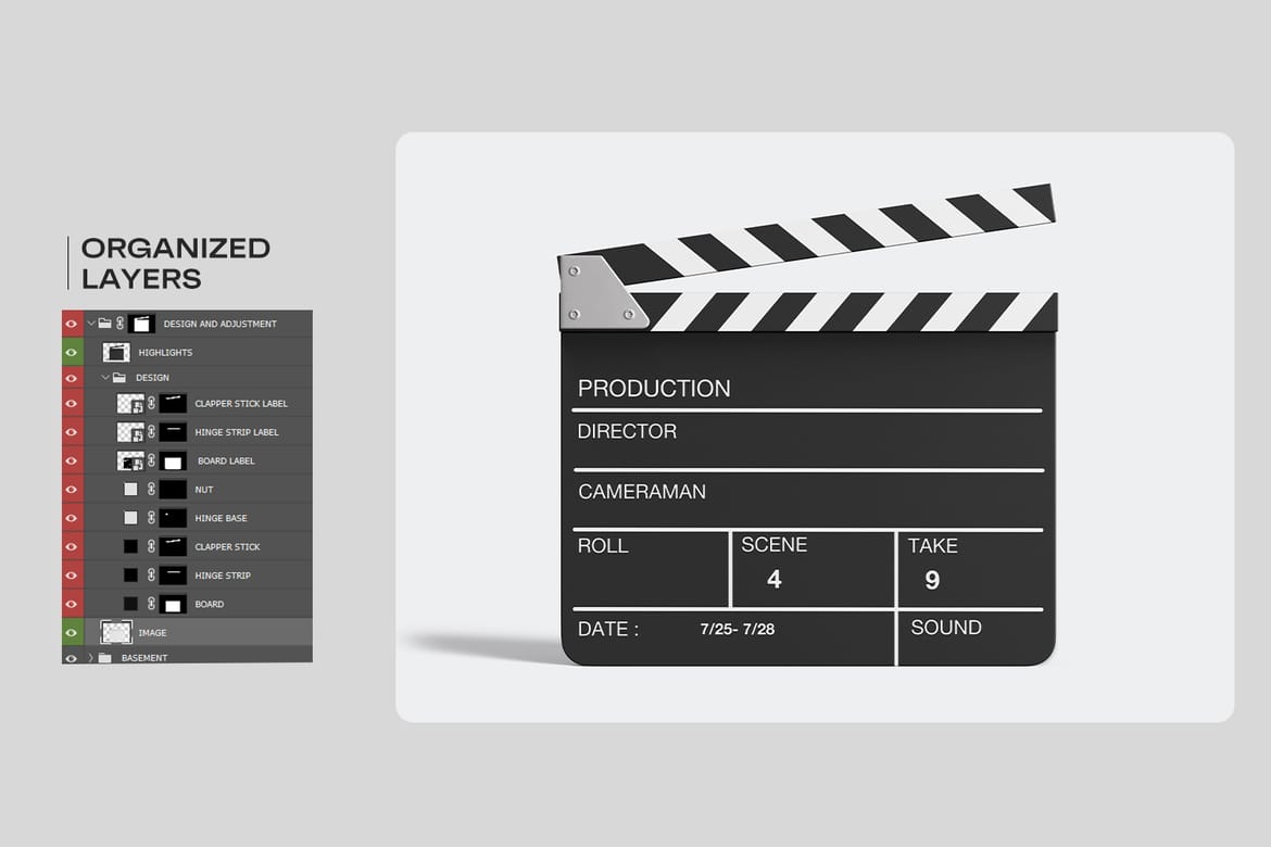 Movie Clapper Board PSD Mockup