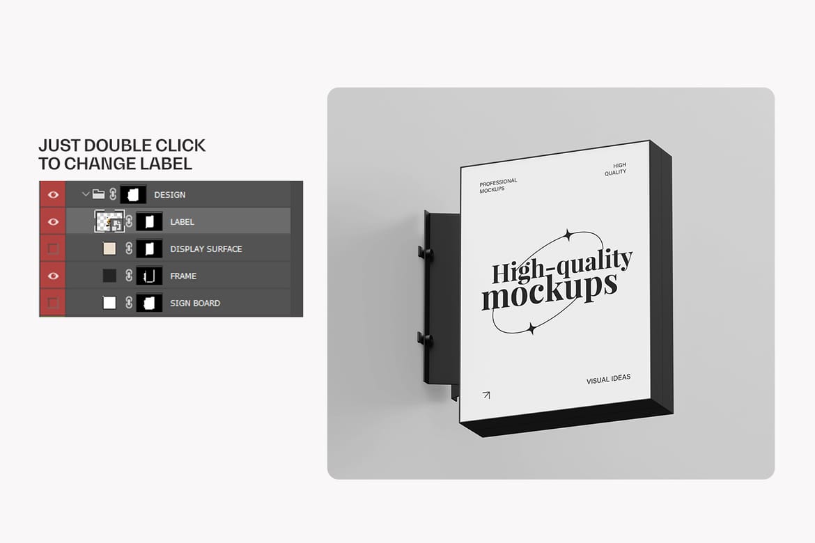 Wall Mounted Signboard Mockup Set
