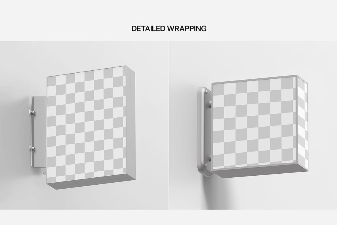 Wall Mounted Signboard Mockup Set