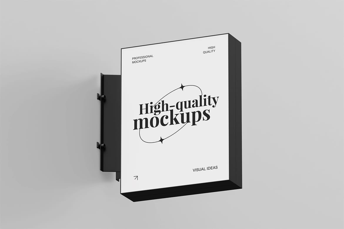 Wall Mounted Signboard Mockup Set