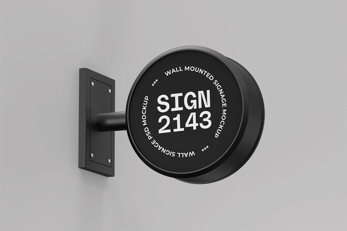 Wall Mounted Signboard Mockup Set