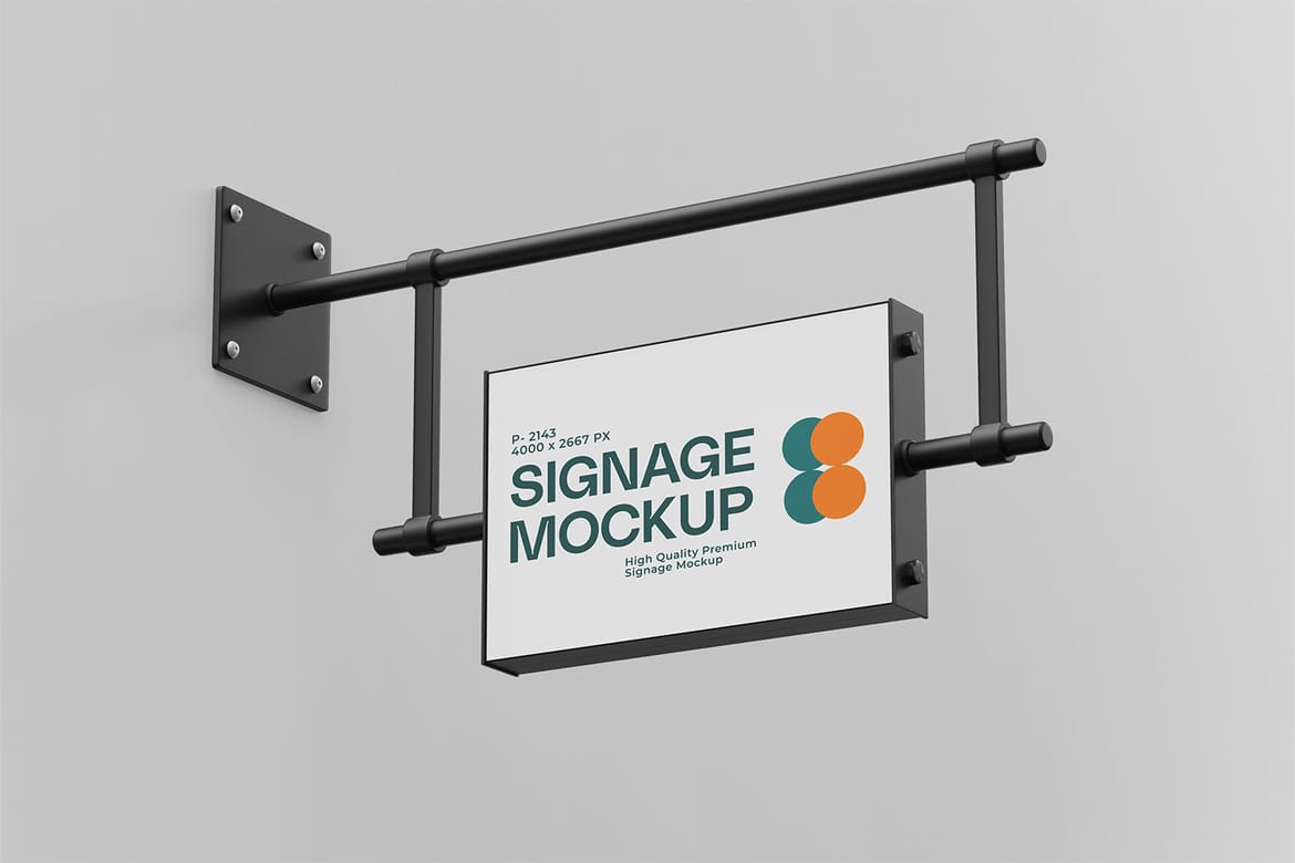 Wall Mounted Signboard Mockup Set