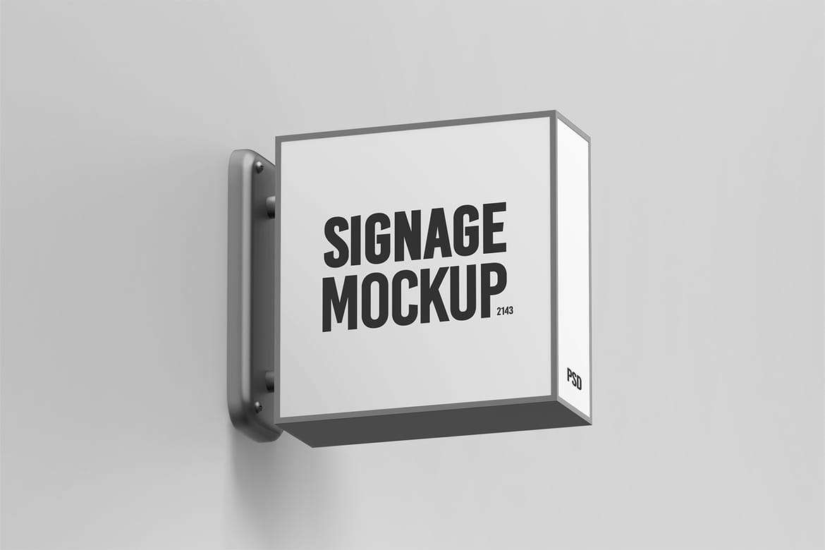 Wall Mounted Signboard Mockup Set