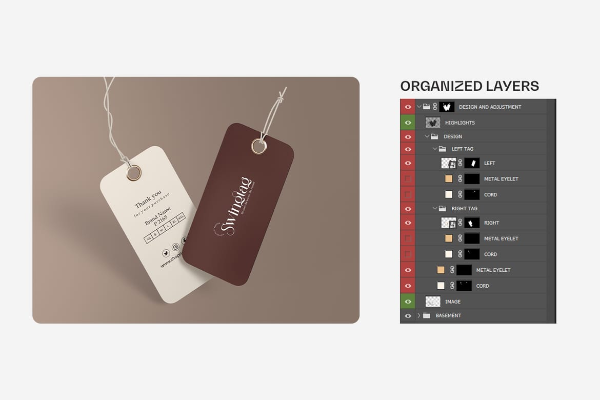 Clothing Hanging Tag Label Mockup