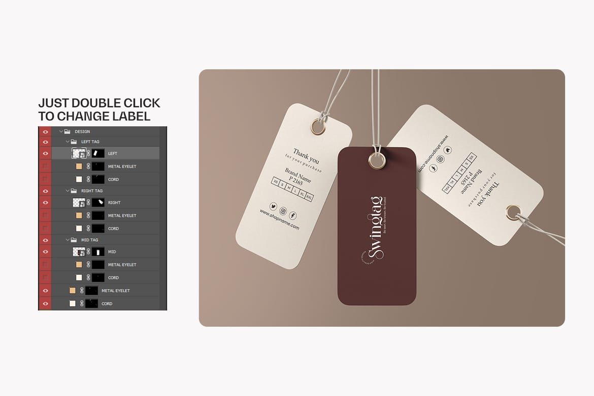 Clothing Hanging Tag Label Mockup