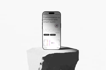 Smartphone Mockup on Stone Pedestal