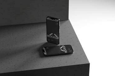 Dual Smartphone Mockup on Concrete