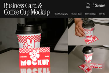 Business Card & Coffee Cup Mockup 