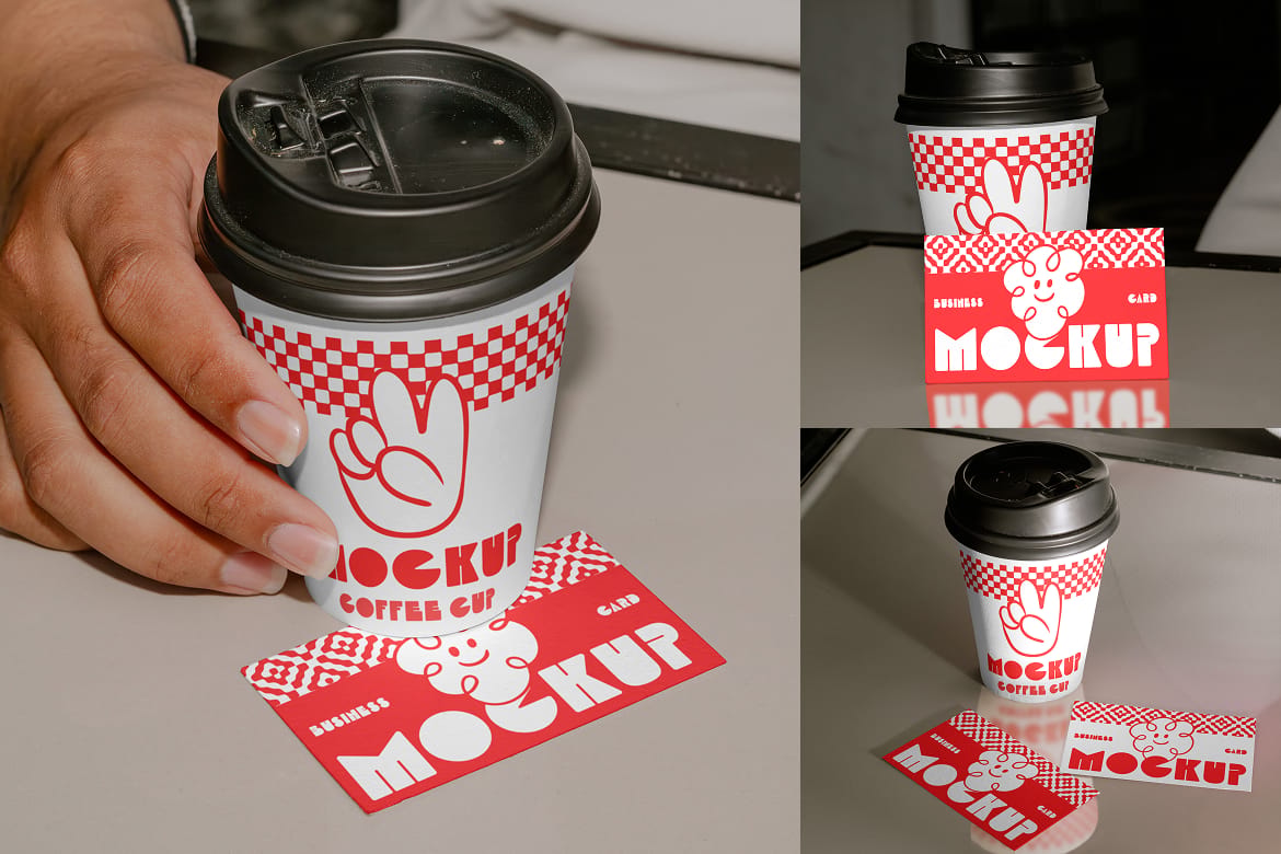 Business Card & Coffee Cup Mockup 