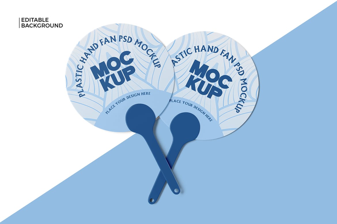 Round Plastic Hand Fan Mockup