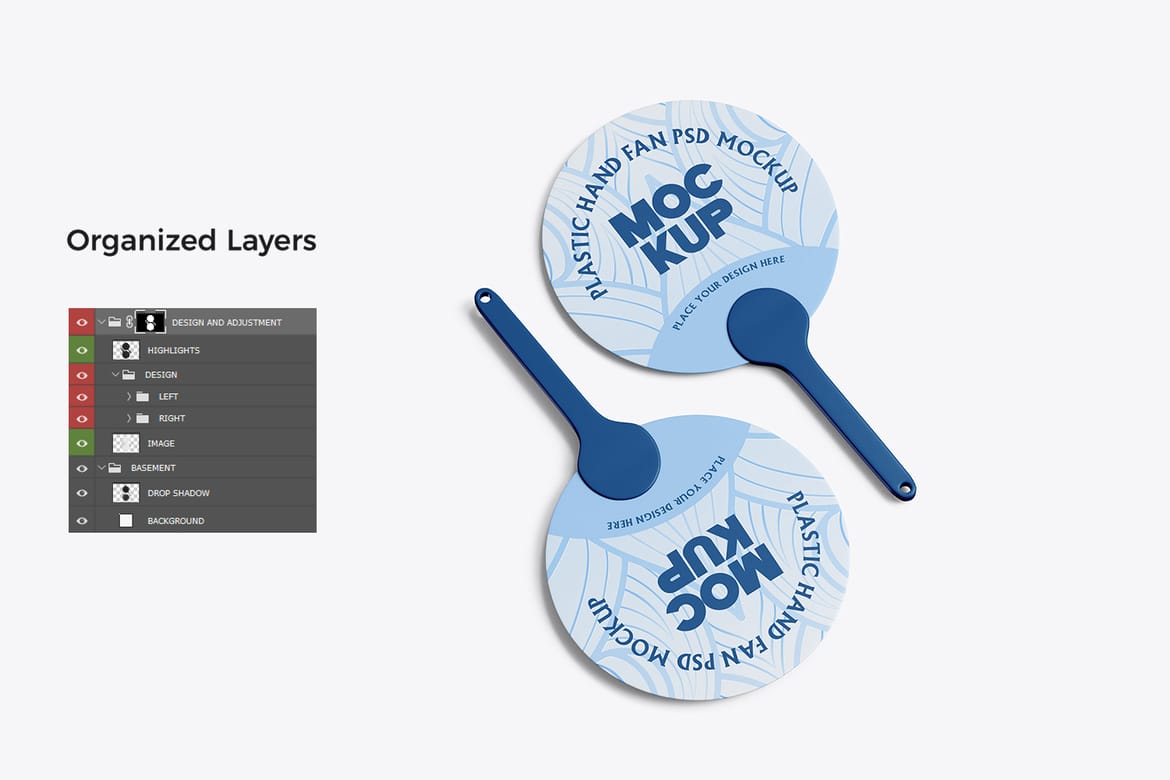 Round Plastic Hand Fan Mockup