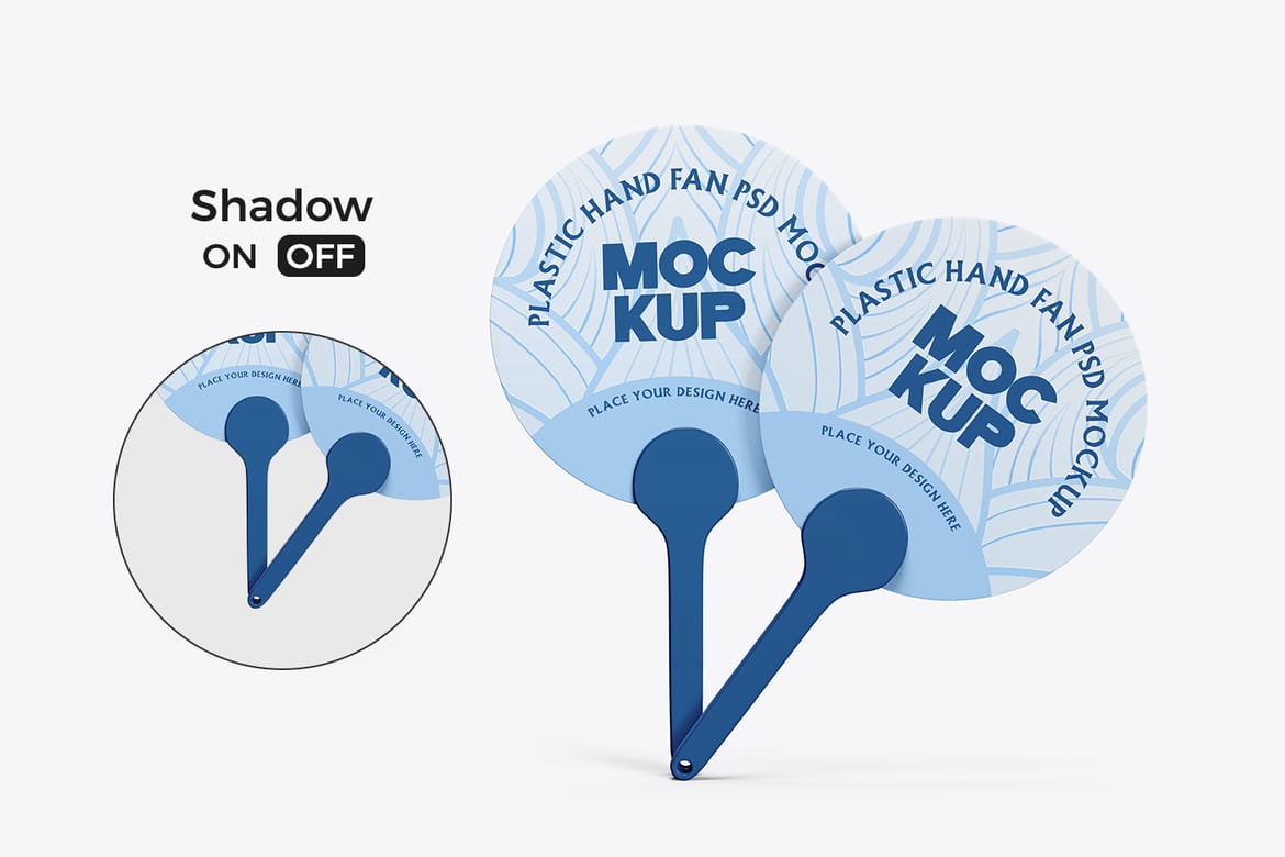 Round Plastic Hand Fan Mockup