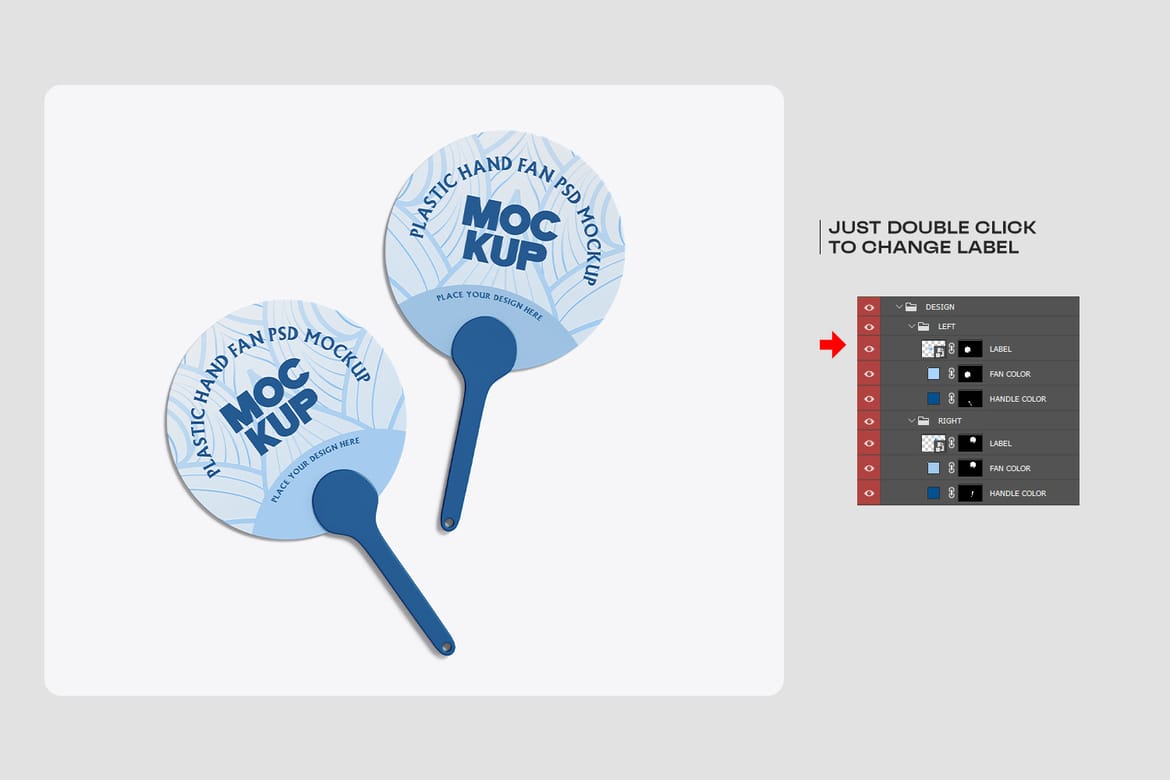 Round Plastic Hand Fan Mockup