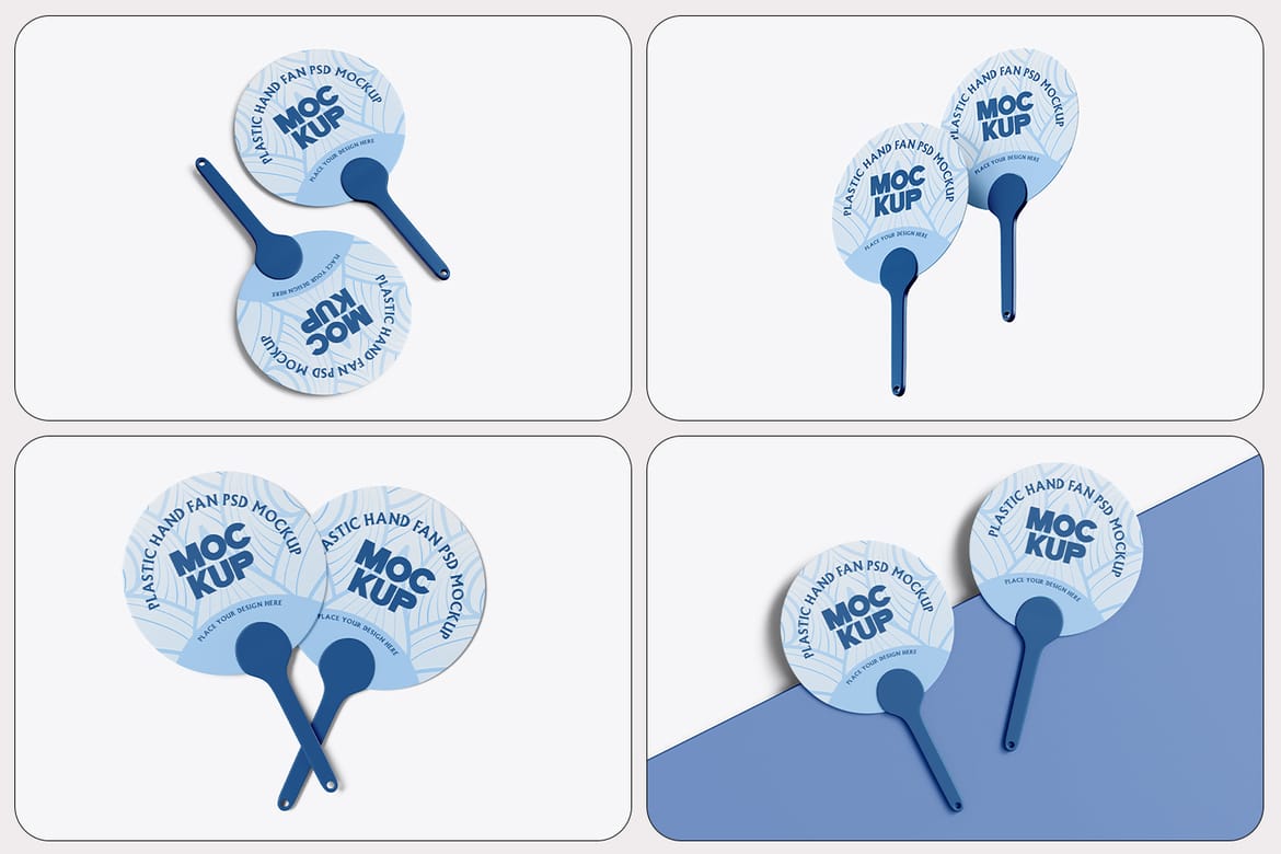 Round Plastic Hand Fan Mockup