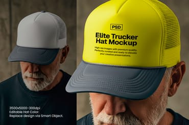Elite Trucker Hat Mockup – Editable PSD