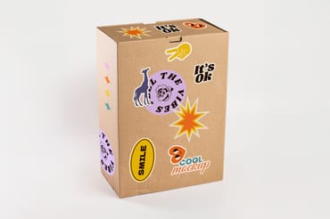 Stickers on Boxes Mockups