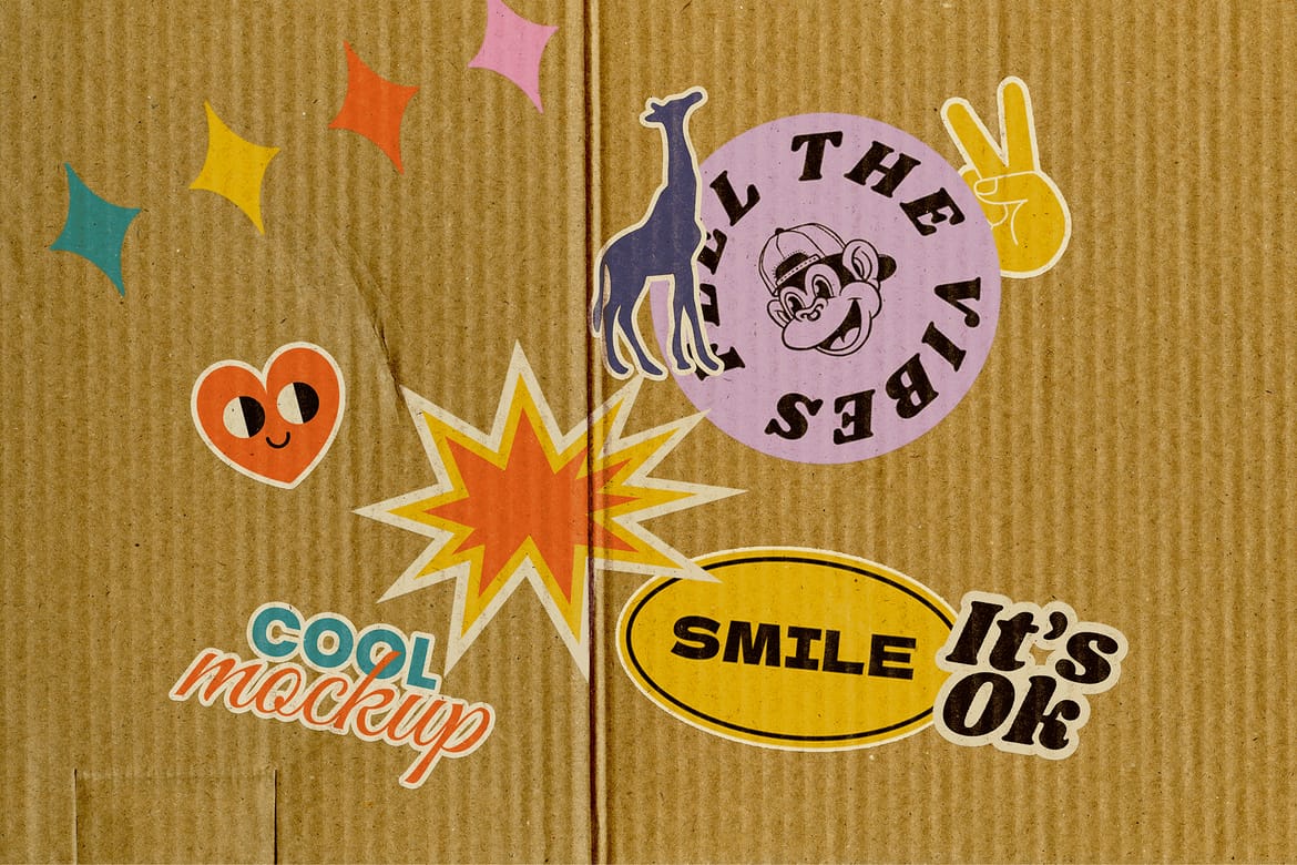 Stickers on Boxes Mockups