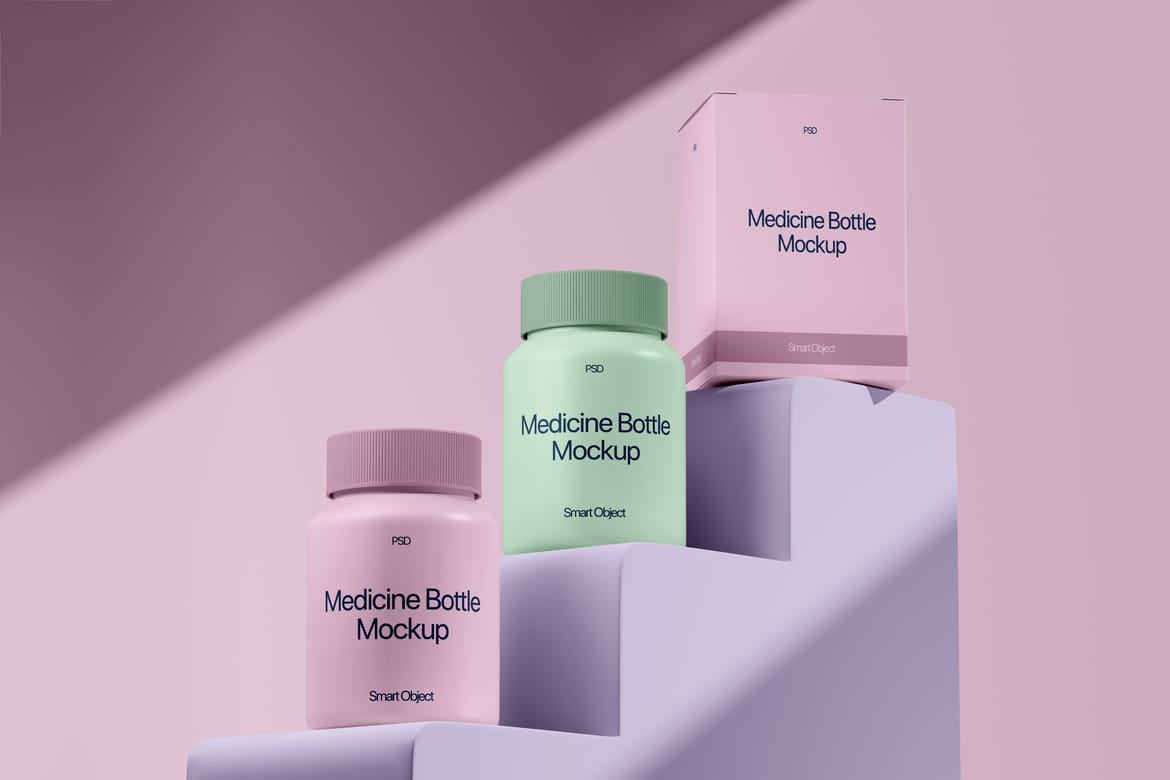 Medicine Supplement Pill Bottle Mockup