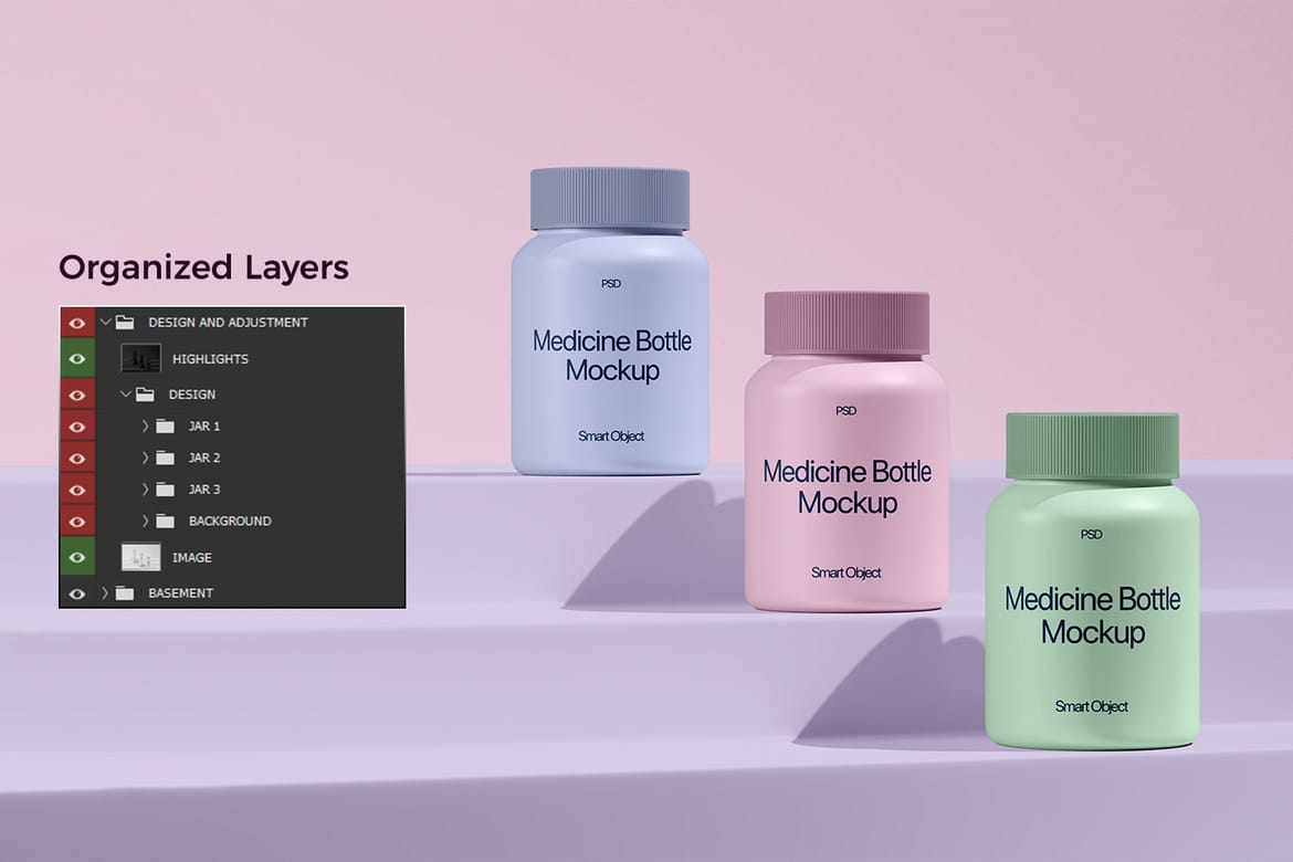 Medicine Supplement Pill Bottle Mockup