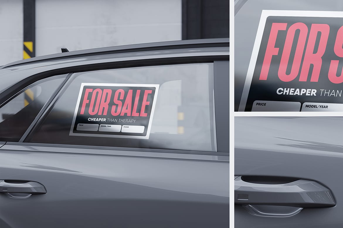 Car For Sale Sign Mockup