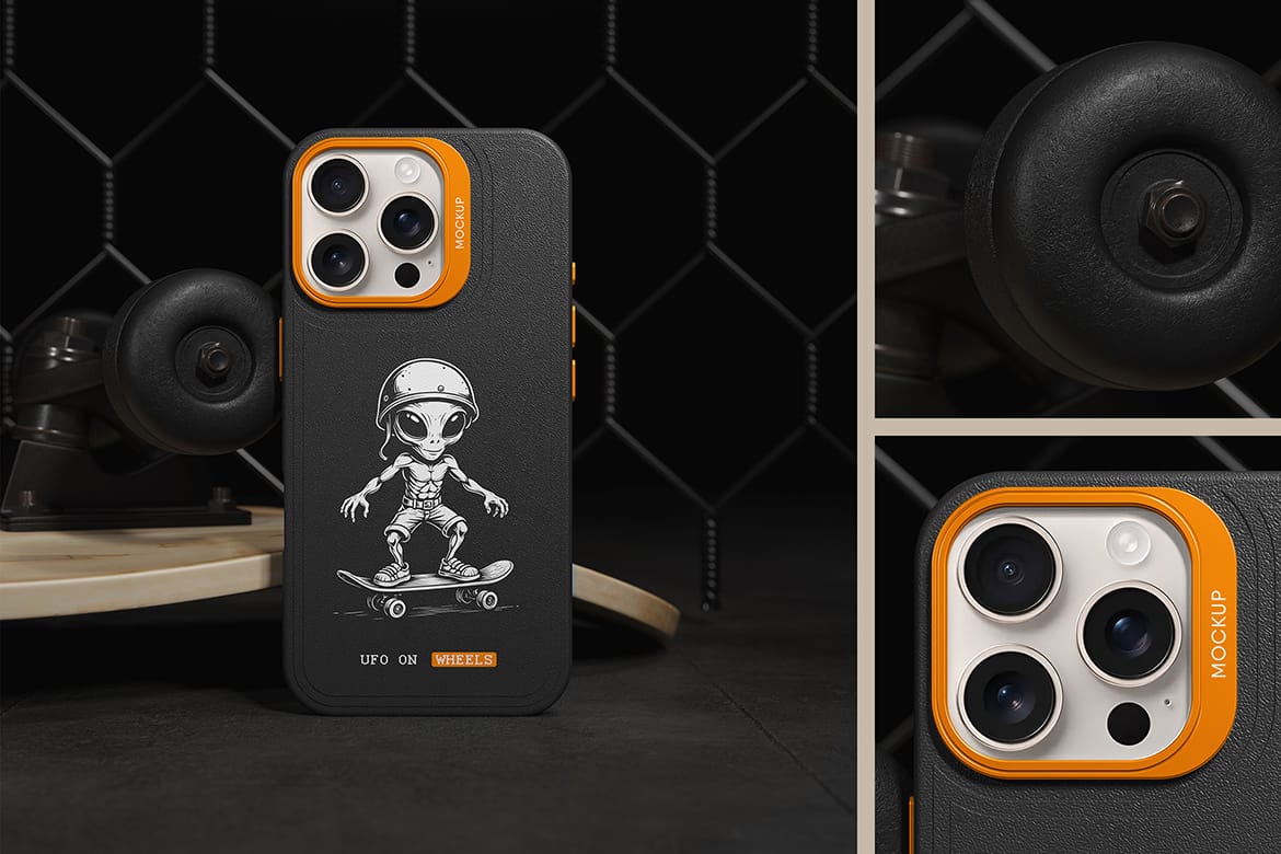 Phone Case Near Skateboard Mockup