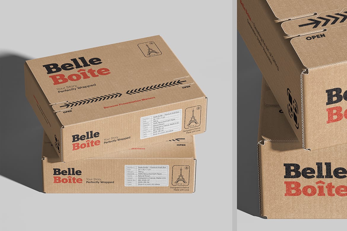 Tear Strip Mailer Kraft Box Mockup