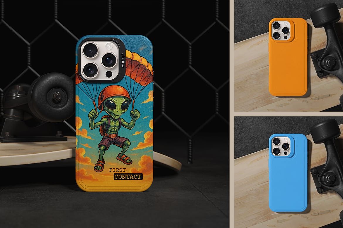 Phone Case Near Skateboard Mockup