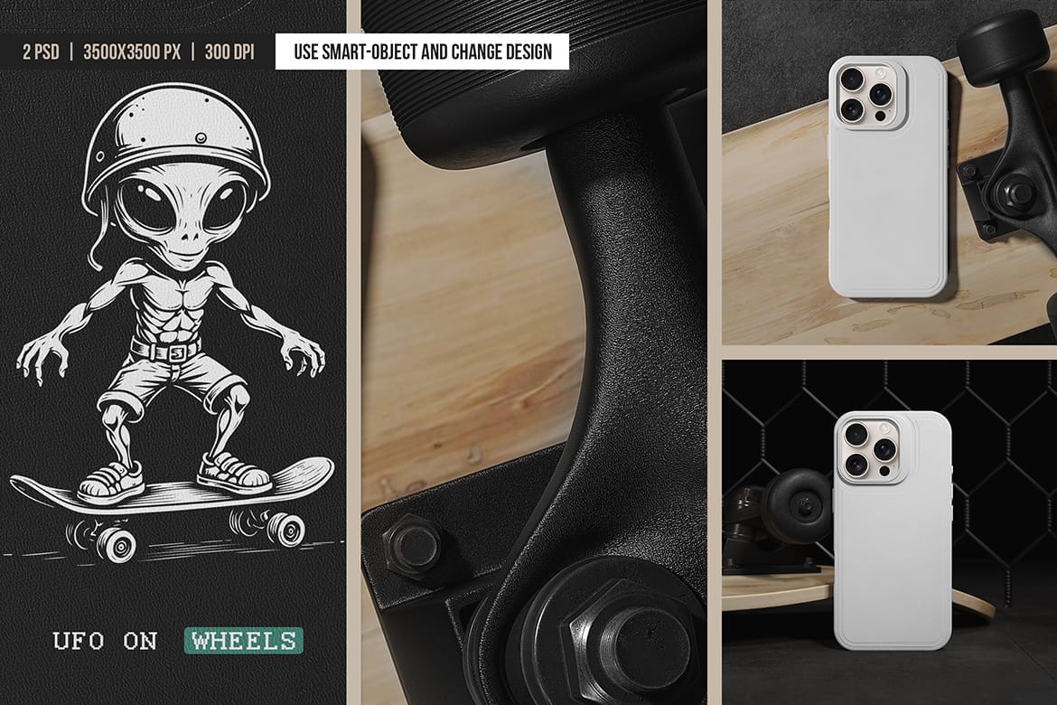 Phone Case Near Skateboard Mockup