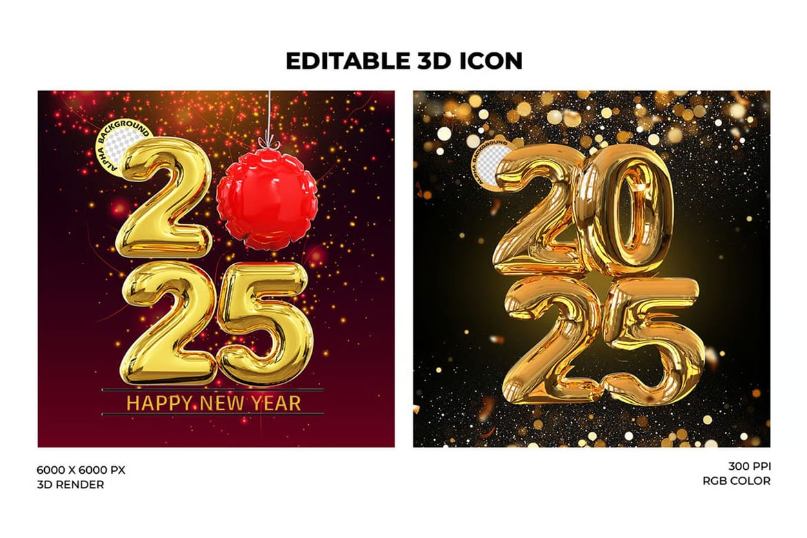 2025 golden foil balloon concept