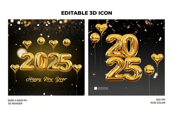 2025 golden foil balloon concept