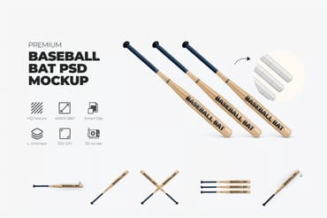 3d baseball bat mockup