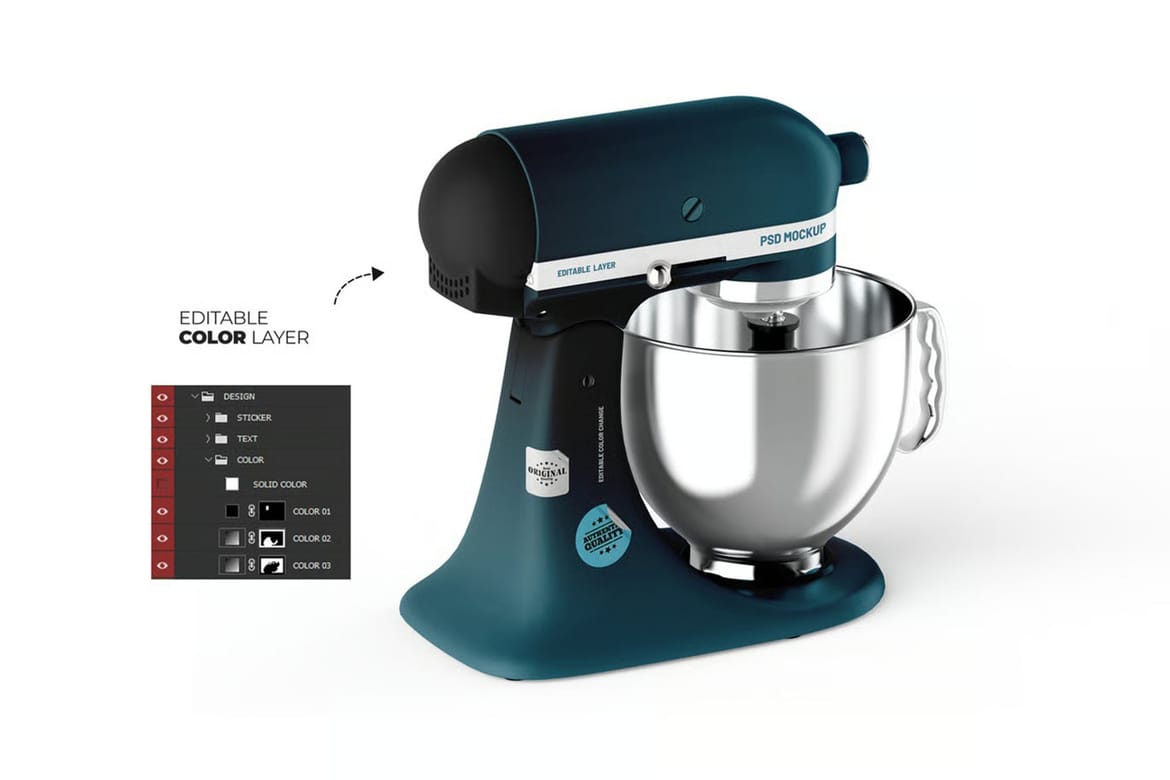 3d immersive electric cake mixer mockup