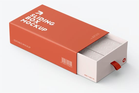 3d sliding box mockup