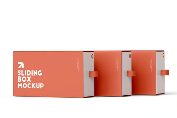 3d sliding box mockup