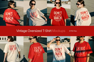 8 Vintage Oversized T-Shirt Mockups VOL. 01