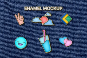Metallic Enamel Pin Mockup