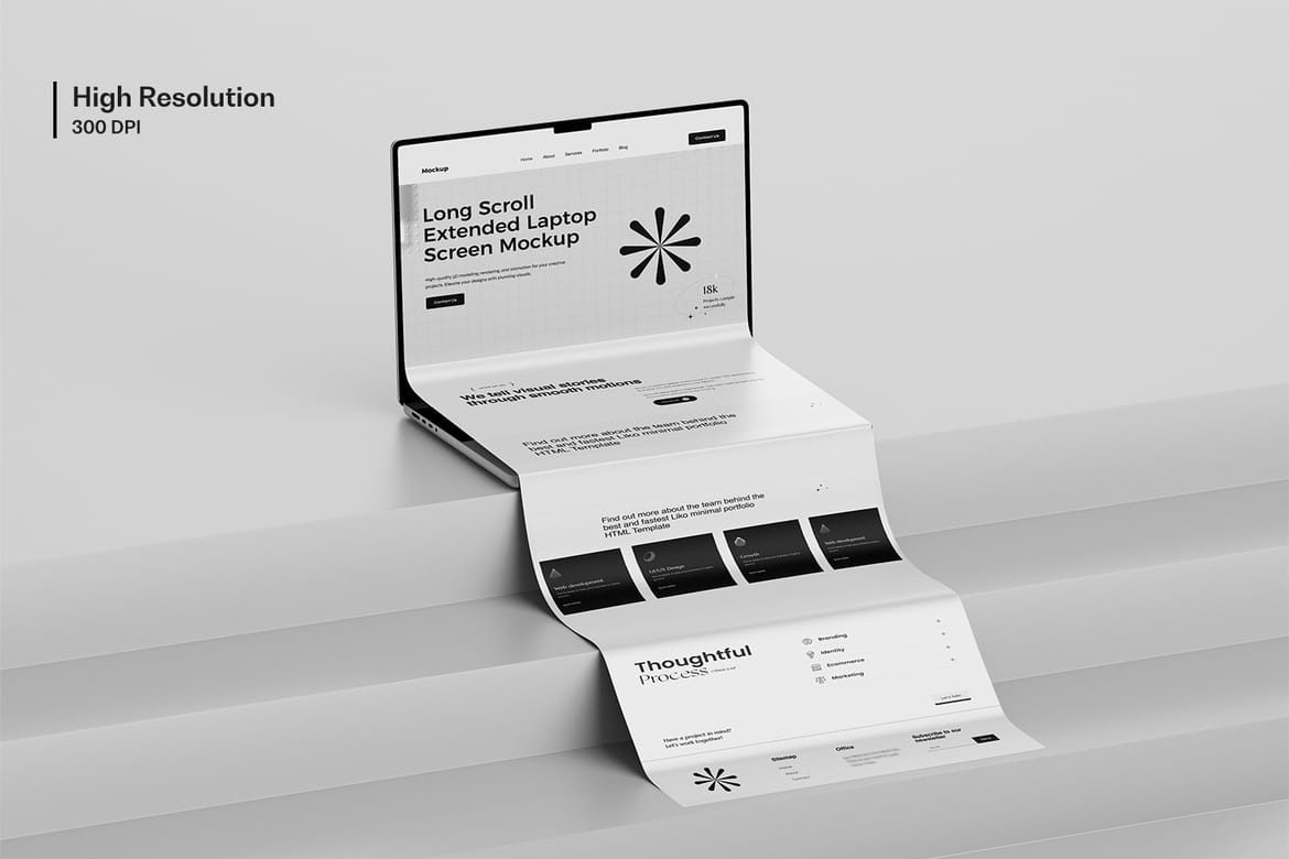 Laptop Long Scroll Screen Mockup