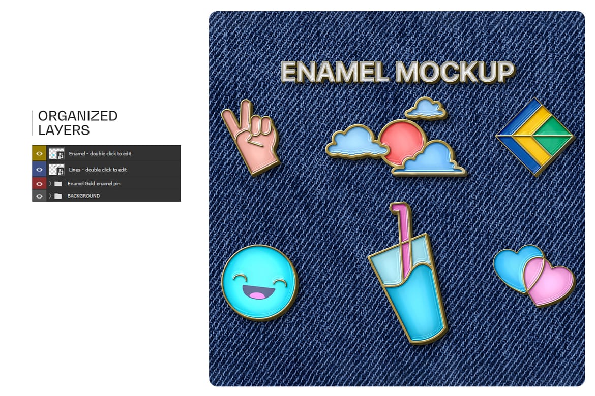 Metallic Enamel Pin Mockup