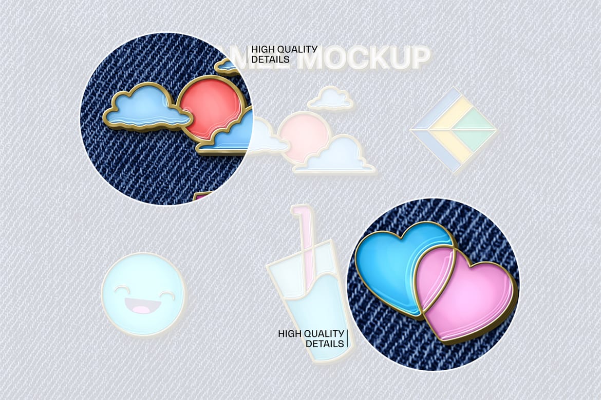 Metallic Enamel Pin Mockup
