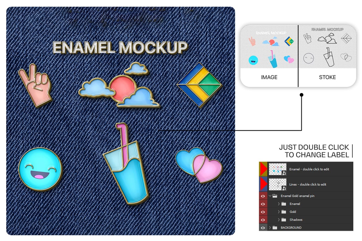 Metallic Enamel Pin Mockup
