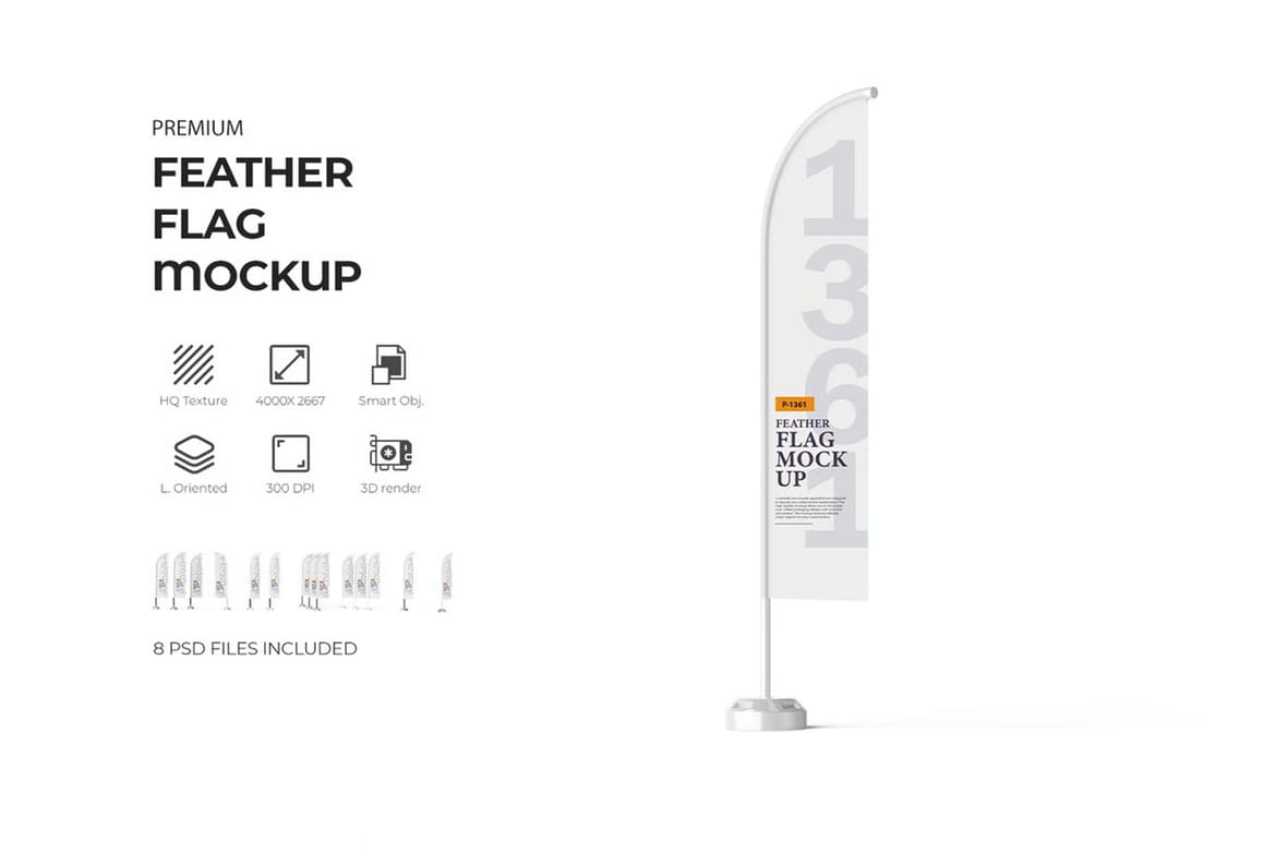 Advertising flag psd mockup for branding