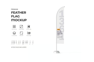 Advertising flag psd mockup for branding