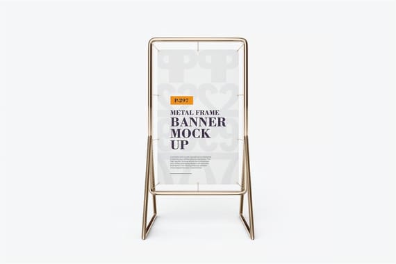 Advertising metal frame banner mockup