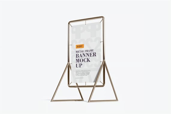 Advertising metal frame banner mockup