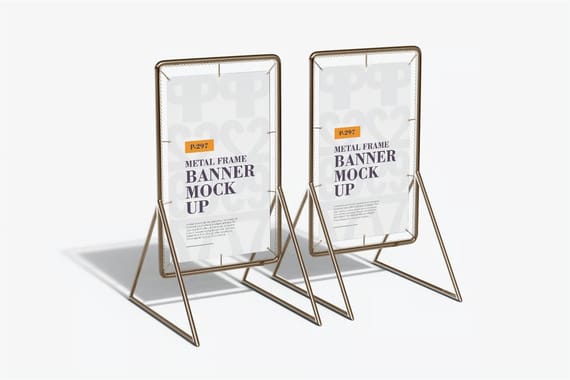 Advertising metal frame banner mockup
