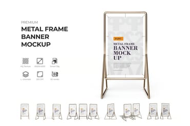 Advertising metal frame banner mockup
