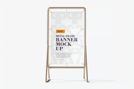 Advertising metal frame banner mockup
