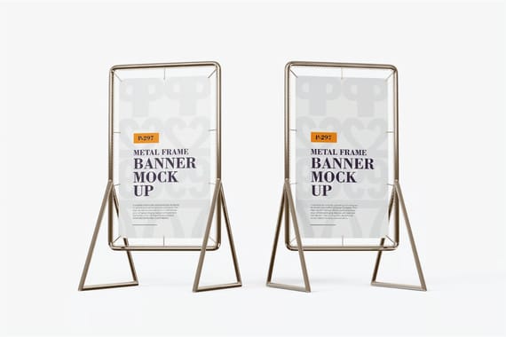 Advertising metal frame banner mockup