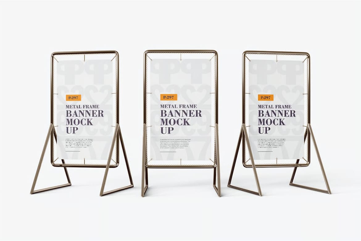 Advertising metal frame banner mockup