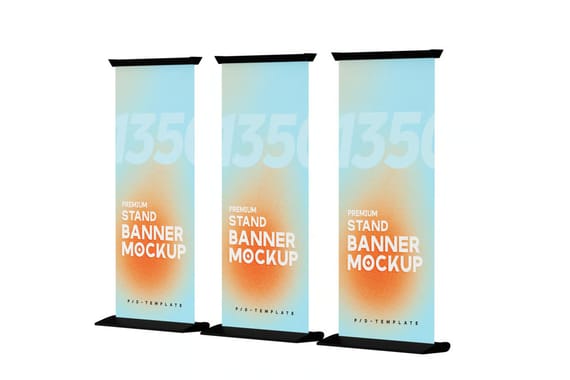 Advertising Stand Banner PSD Mockup